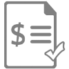 Document with dollar sign and checkmark icon image for Pay Bill