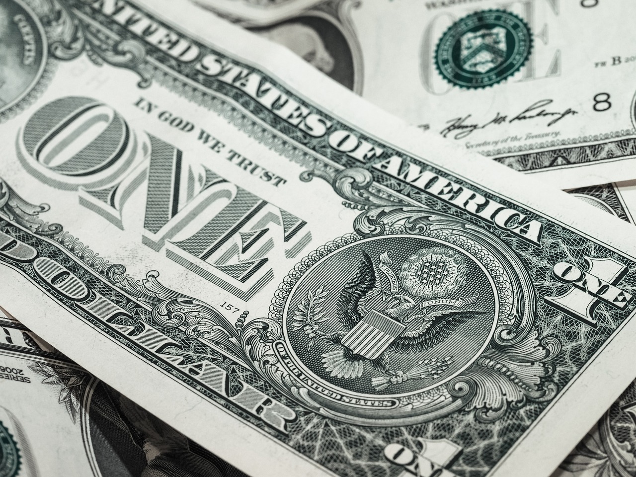 US dollar bills representing compount interest